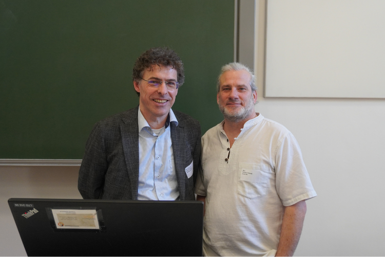 Prof. Dr. Ing. Martin Versen, Dean of the Faculty of Engineering at TH Rosenheim, and Michael Grampp from esmo automation at AALE 2026.