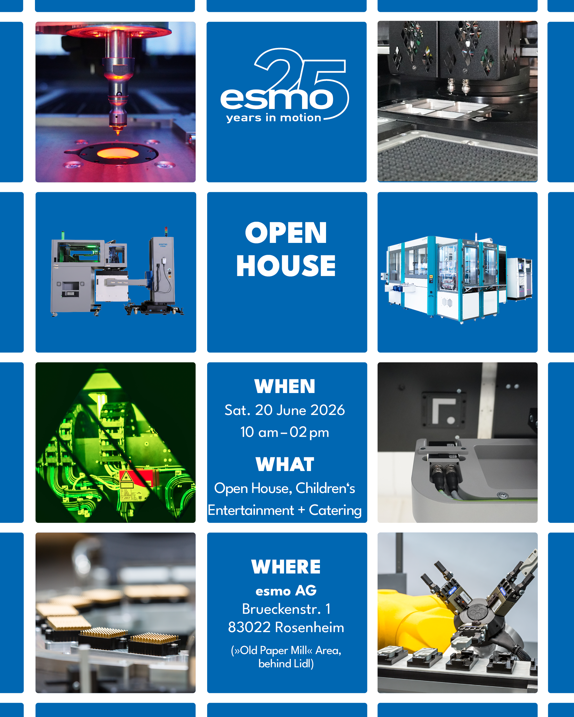 Open House at esmo AG Rosenheim, Sat. June 20, 2026, 10am to 02 pm Open House at esmo AG Rosenheim, Sat. June 20, 2026, 10am to 02 pm