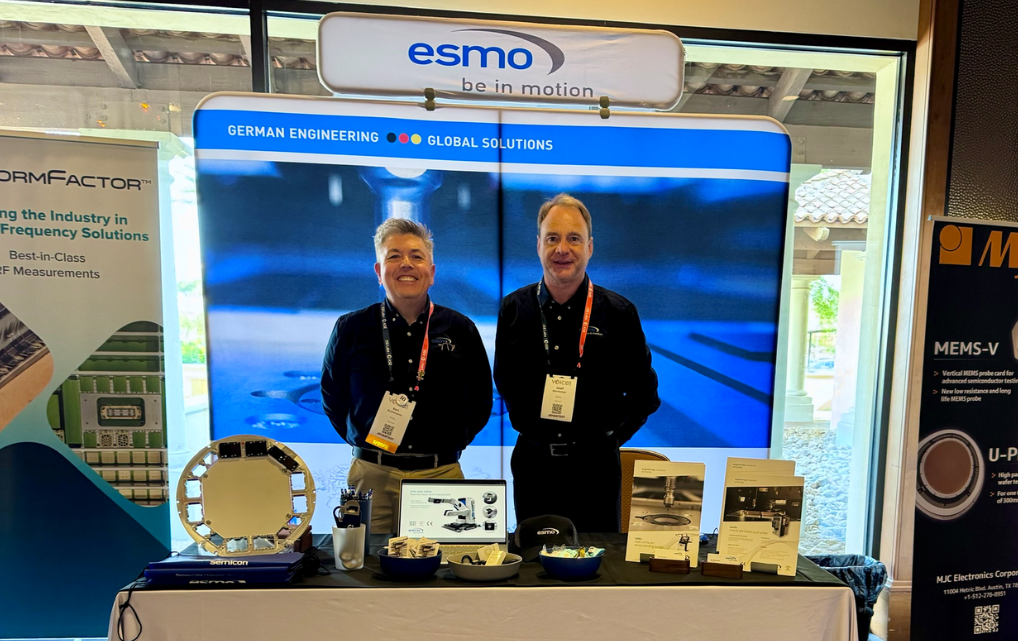 Josef Weinberger and Bert Bustamante at the esmo semicon booth at ADVANTEST VOICE 2026 with interface and handling solutions