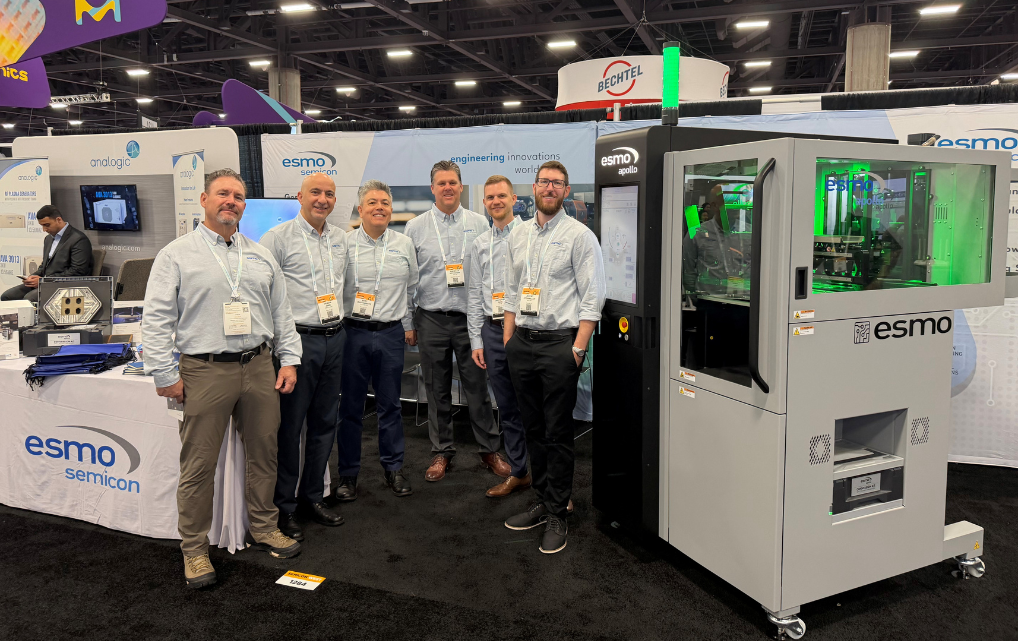Das esmo Team auf der SEMICON West 2025 in Phoenix, neben dem apollo Quad Handler am Stand #1284.