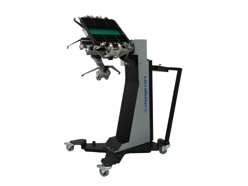 esmo x-change cart – side view with dual gripper positions for simultaneous load board transport